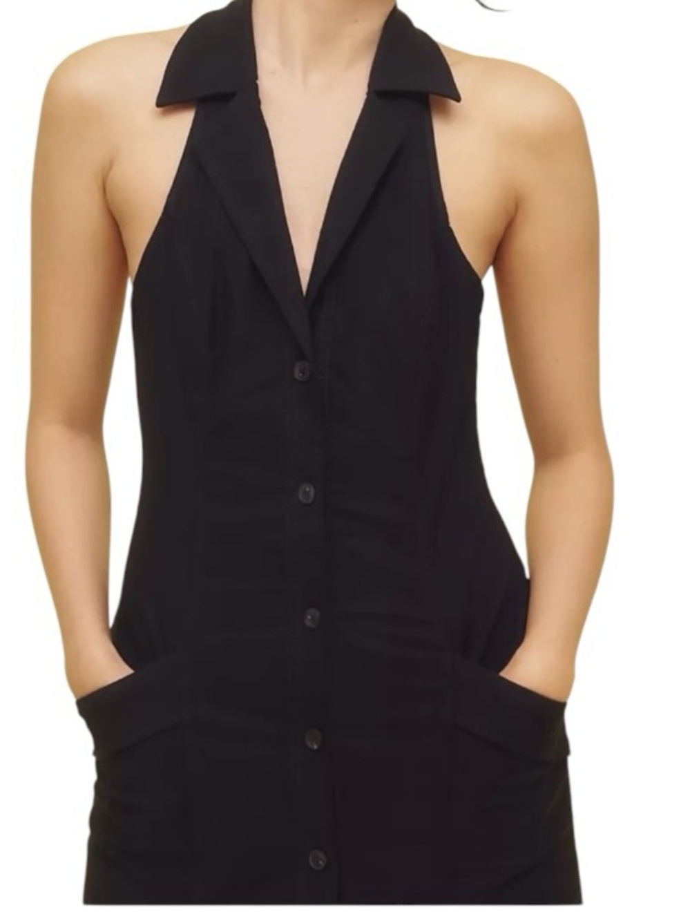 Maeve Anthropologie Black Amelia Collared Halter T Back Blazer Mini Dress L NWOT - Picture 11 of 12